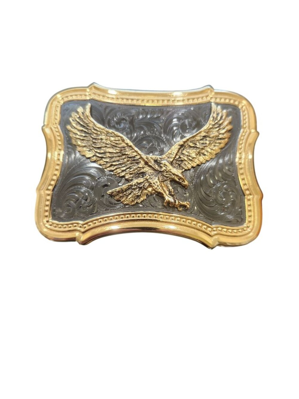 Vintage Montana Silversmiths Gold & Silver Eagle Western Belt Buckle Vintage Des - Picture 1 of 3